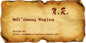 Nádassy Regina névjegykártya